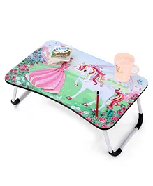 Small Foldable Study Table Unicorn Theme - Pink