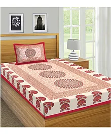 Divamee 100% Pure Cotton Single Size Bedsheet with 1 Pillow Cover - Red