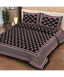 Divamee 100% Pure Cotton Double Bedsheet with 2 Pillow Covers - Black