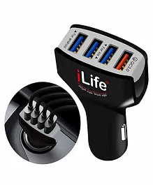 iLife 4 Port USB Car Charge Power Drive - Black 