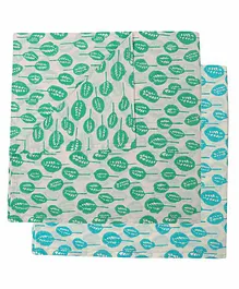 KolorFish 100% Cotton Block Printed Swaddle Wrapper Pack of 2 - Blue Green
