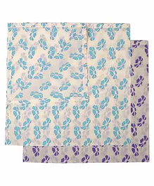 KolorFish 100% Cotton Block Printed Swaddle Wrapper Pack of 2 - Blue Purple