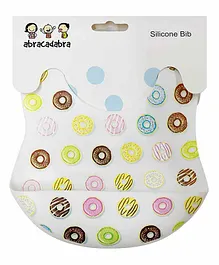 Abracadabra Silicone Baby Bib Donut Print - White