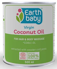 earthBaby 100% Natural Cold Pressed Virgin Coconut Oil - 500 ml