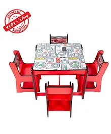 YiPi Cars Activity Table with 4 Chairs - Red
