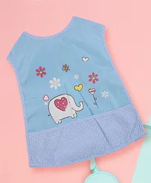 Yellow Bee Elephant Bib With Crumb Collector - Blue