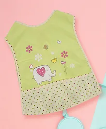 Yellow Bee Bib with Crumb Catcher Elephant Print - Green