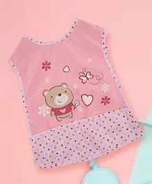 Yellow Bee Bib with Crumb Catcher Bear Print - Pink