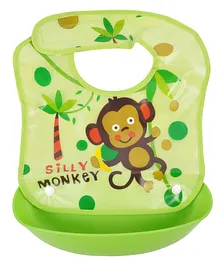 Yellow Bee Easy Clean Bib With Crumb Collector - Green