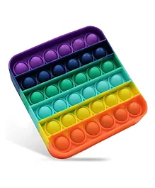 FunBlast Square Shaped Stress Relieving Silicone Pop It Fidget Toy - Multicolor