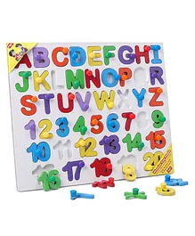 Anindita Toys Capital Alphabets With Numbers Knob & Peg Puzzle Multicolour - 46 Pieces