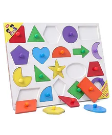Anindita Toys Wooden Knob & Peg Puzzle Multicolour - 20 pieces