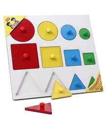 Anindita Toys Wooden Knob & Peg Puzzle Multicolour - 12 pieces