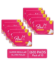 Paree Super Regular Tri-Fold Sanitary Napkins Pack of 10 - 6 Pads Each