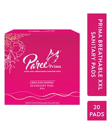 Paree Prima Premium Ultra Soft Sanitary Pads for Women with Breathable Back Sheet for Heavy Flow XXL Biodegradable Disposable Bags 20 Pads