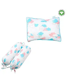 Theoni Organic Cotton Bolsters & Pillow Pack of 3 - Pink