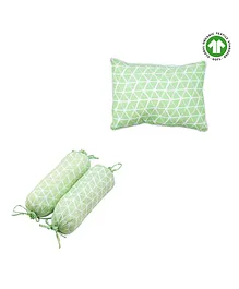 Theoni Organic Cotton Bolsters & Pillow Pack of 3 - Green