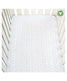 Theoni 100% Organic Cotton Muslin Fitted Crib Sheet Triangle Print - White