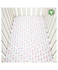 Theoni 100% Organic Cotton Muslin Fitted Crib Sheet Popsicle Print - Pink
