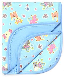 Baby Diaper Changing Waterproof Mat With Teddy Bear Print - Light Blue (Print May Vary)