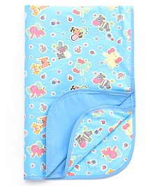 Baby Diaper Changing Waterproof Large Size Mat With Animal Print -Light Blue