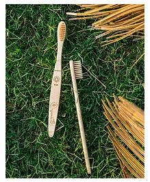 Organic B Bamboo Toothbrush Pack of 2 - Beige 