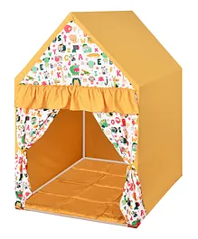 Play House Kids Flaxen Hut Shape Tent House Mini Size with Floor Quilt - Yellow 