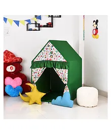 Play House Kids Verdan Hut Shape Tent House Mini Size with Floor Quilt, Beanbag, and Cushion Set - Green
