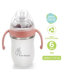 R for Rabbit First Feed Feeding Bottle with Silicone Nipple Pink - 260 ml