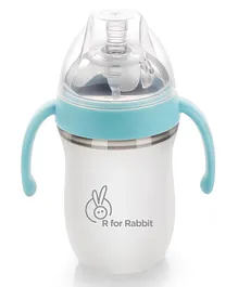 R for Rabbit First Feed Feeding Bottle with Silicone Nipple Blue - 260 ml