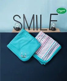 COCOON ORGANICS 100% Cotton Printed Wrapping Cloth Pack Of 2 - Blue