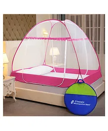 Classic Mosquito Net for Double Bed King Size Foldable Premium Machardani - Pink