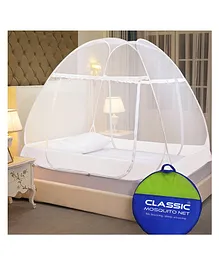Classic Mosquito Net for Double Bed King Size Foldable Premium Machardani - White