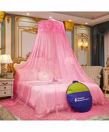 Classic Mosquito Net for Hanging Double Bed King Size Embroidery Machardani -Pink