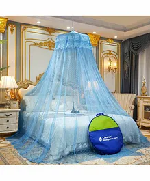 Classic Mosquito Net for Hanging Double Bed King Size Embroidery Machardani - Blue
