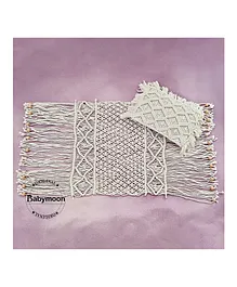 Babymoon Macrame Photography Props Mat with Pillow - White