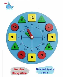 HNT Wooden Time Learning Clock Toy - Multicolor