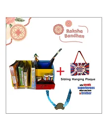Kidoz Rakhi Special Desk Set Bookend Unicorn Organizer with Free Sibling Quote Hanging Gift Set - Multicolor