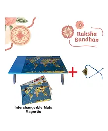 Kidoz Rakhi Special Wooden Multi- Purpose Laptop with Magnetic Mats and Free Rakhi Gift Set - Blue
