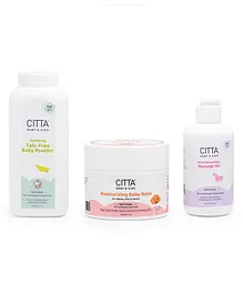 Citta Nourishing Baby Massage Oil Talc-Free Baby Powder & Moisturizing Baby Balm Pack of 3 - 200 gm, 400 ml