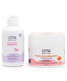 Citta Nourishing Baby Massage oil & Moisturizing Baby Balm Pack of 2 - 200 ml, 200 gm