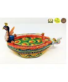 A&A Kreative Box Indian Wooden Floating Boat With Tealight - Muticolor  