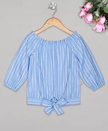 Budding Bees Full Sleeves Striped Top - Blue