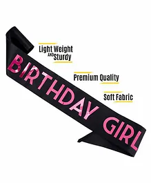 Syga Birthday Girl Sash Pink Black - 80 cm