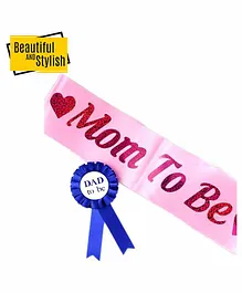 Syga Mom to be Sash & Dad to be Badge Combo Pink Blue - 80 cm