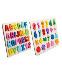LazyToddler Educational Wooden Capital Alphabets & Number Board Pack Of 2 Multicolor - 49 Pieces