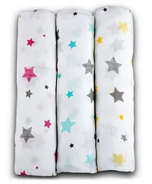 LazyToddler Cotton Organic Muslin Baby Swaddles Set of 3 - Multicolour