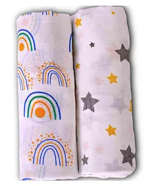 LazyToddler 100% Cotton Muslin Swaddle Wrap Pack of 2 - White