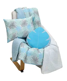 Mi Dulce Anya Baby Cot Bedding Set Fern Print- Blue
