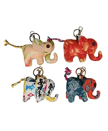 Vibrant Indian Elephant Soft Toy Key Chain - Color May Vary 
